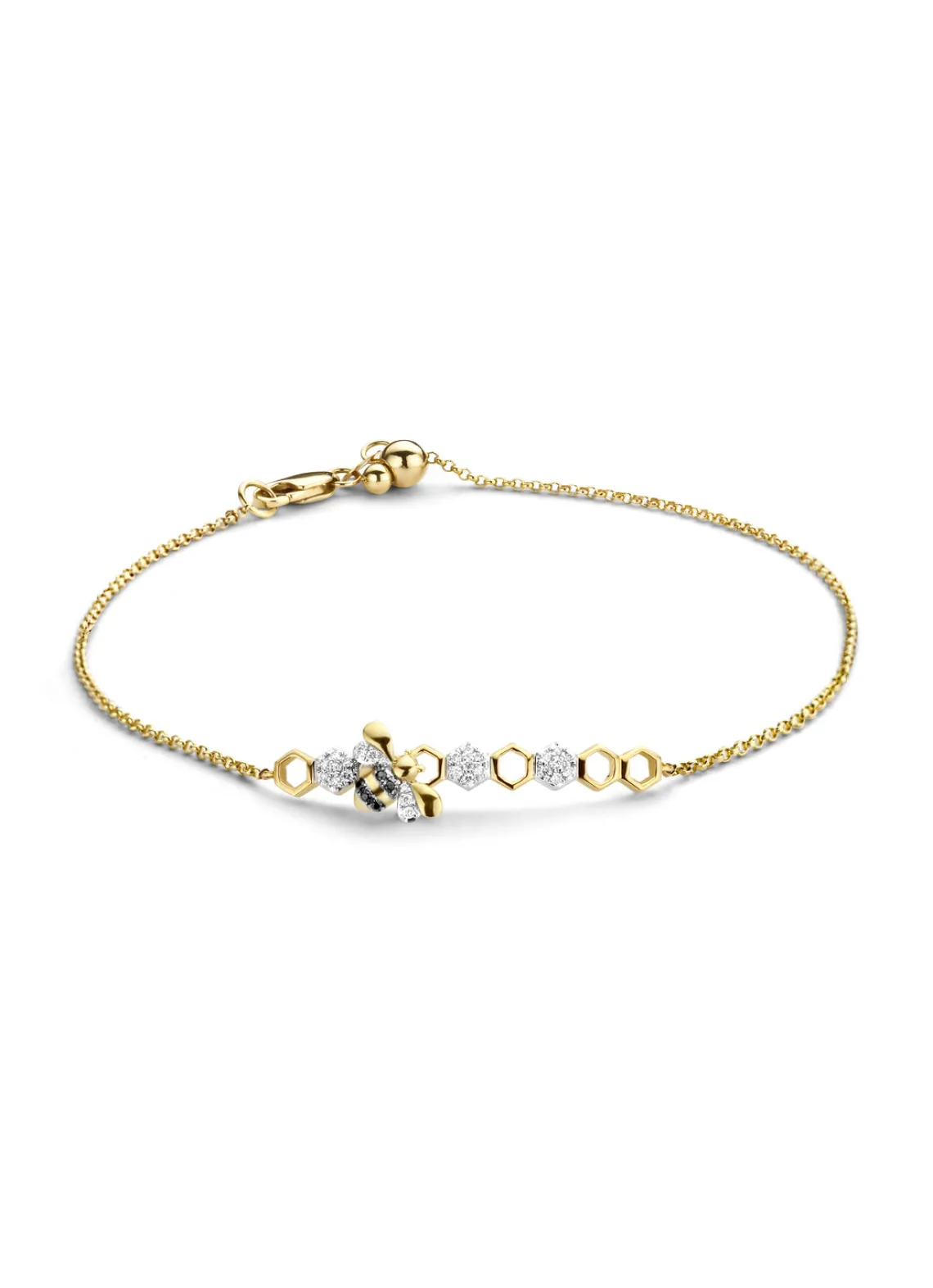 Gouden armband, 0.09 ct diamant, Queen Bee