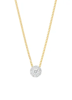 Gouden collier, 0.21 ct diamant, Hearts & Arrows