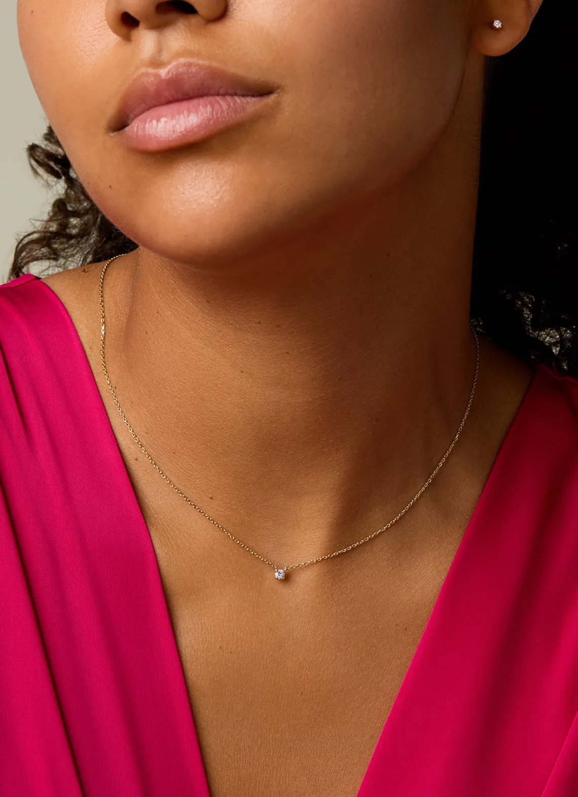 Gouden collier, 0.10 ct diamant, Starlight