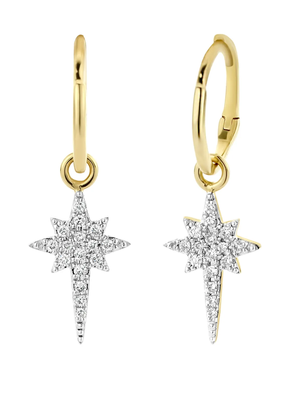 Gouden oorsieraden, 0.14 ct diamant, Cosmic