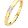 Gouden solitairring, 0.08 ct diamant, Groeibriljant