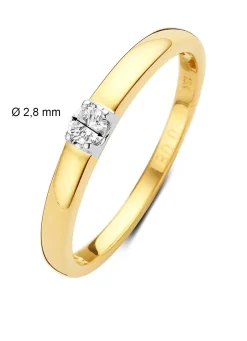 Gouden solitairring, 0.08 ct diamant, Groeibriljant