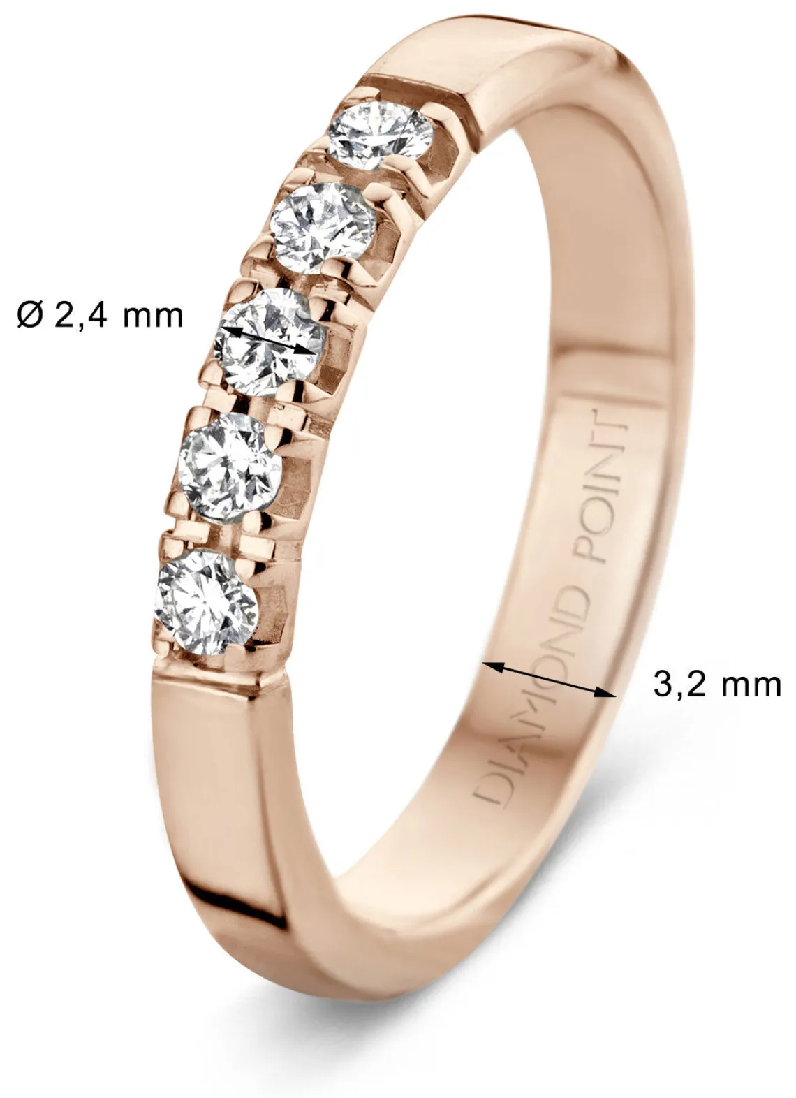 Roségouden alliance ring, 0.25 ct diamant, Groeibriljant