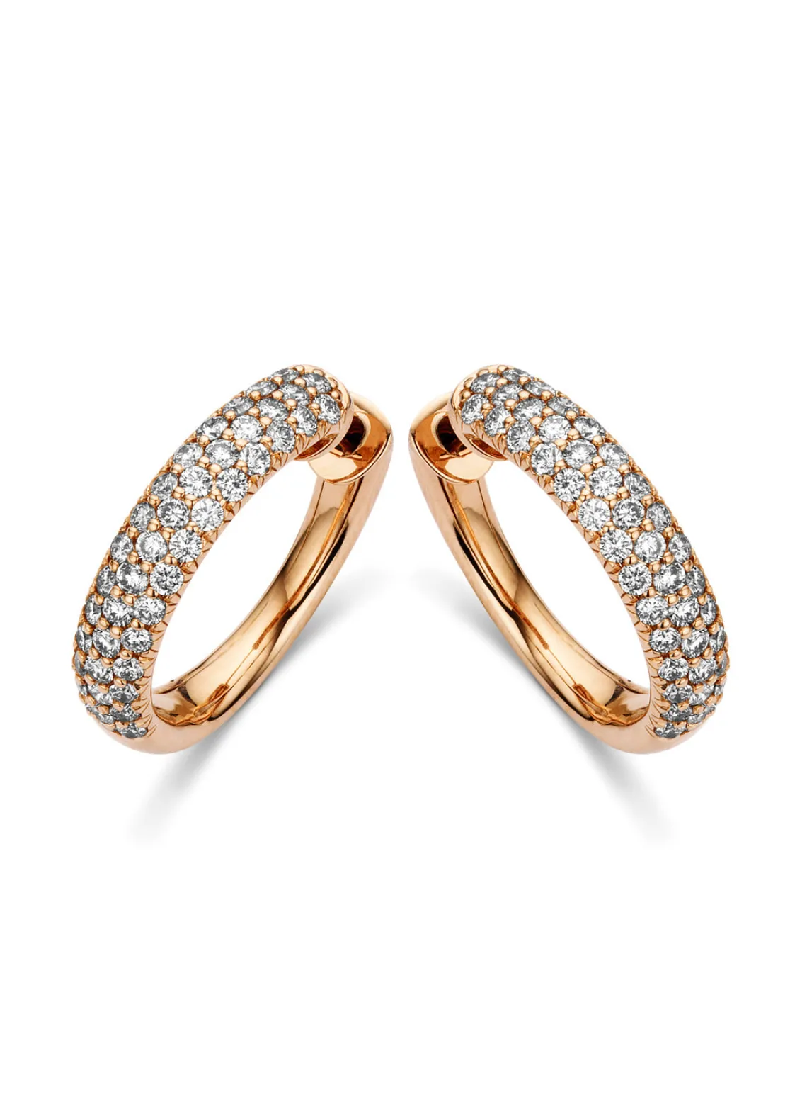 Roségouden oorsieraden, 1.28 ct diamant, Caviar