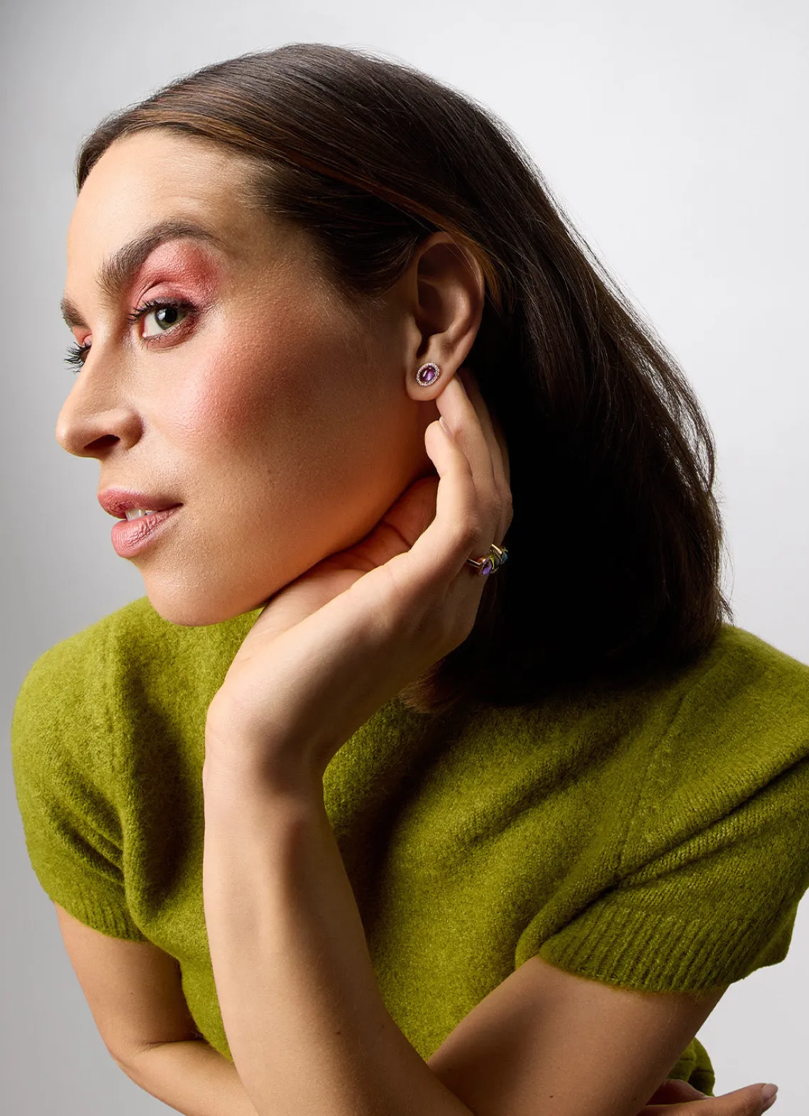 Roségouden oorsieraden, 1.55 ct paarse amethist, Little Drops