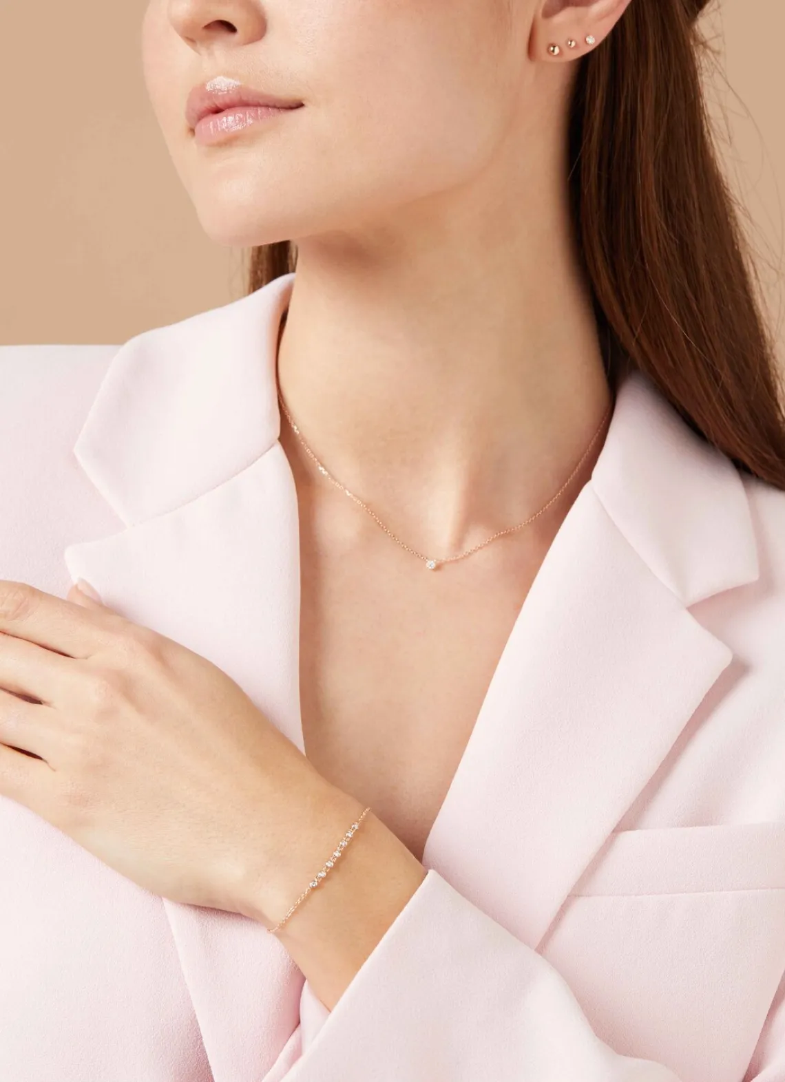 Roségouden oorsieraden, 0.06 ct diamant, Joy