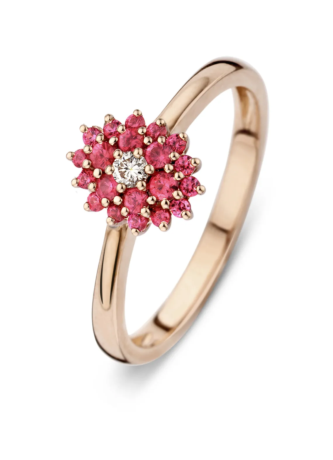 Roségouden ring, 0.04 ct diamant, Majestic