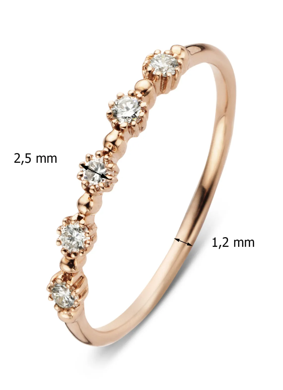 Roségouden ring, 0.17 ct diamant, Joy