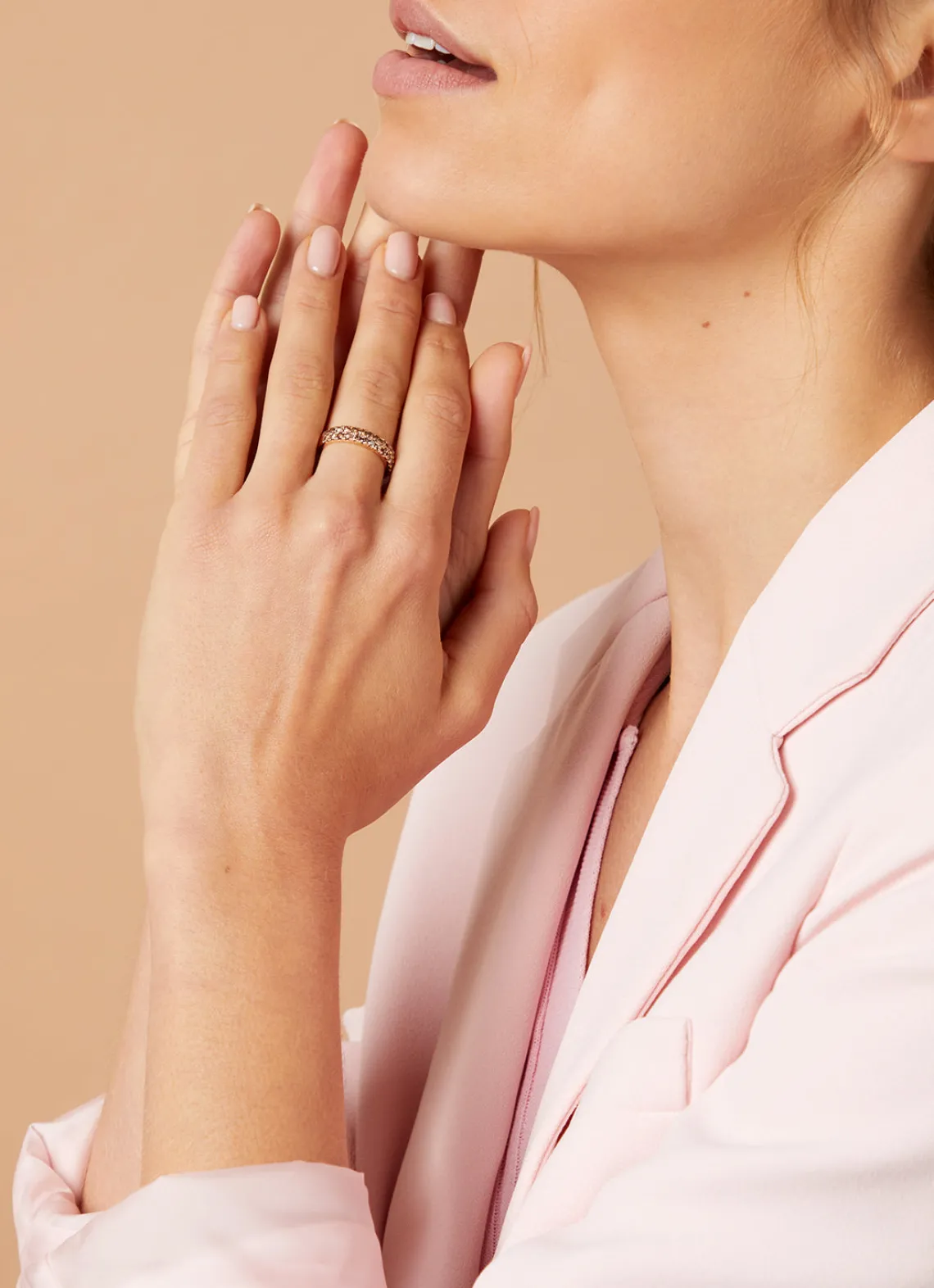 Roségouden ring, 1.02 ct diamant, Ensemble