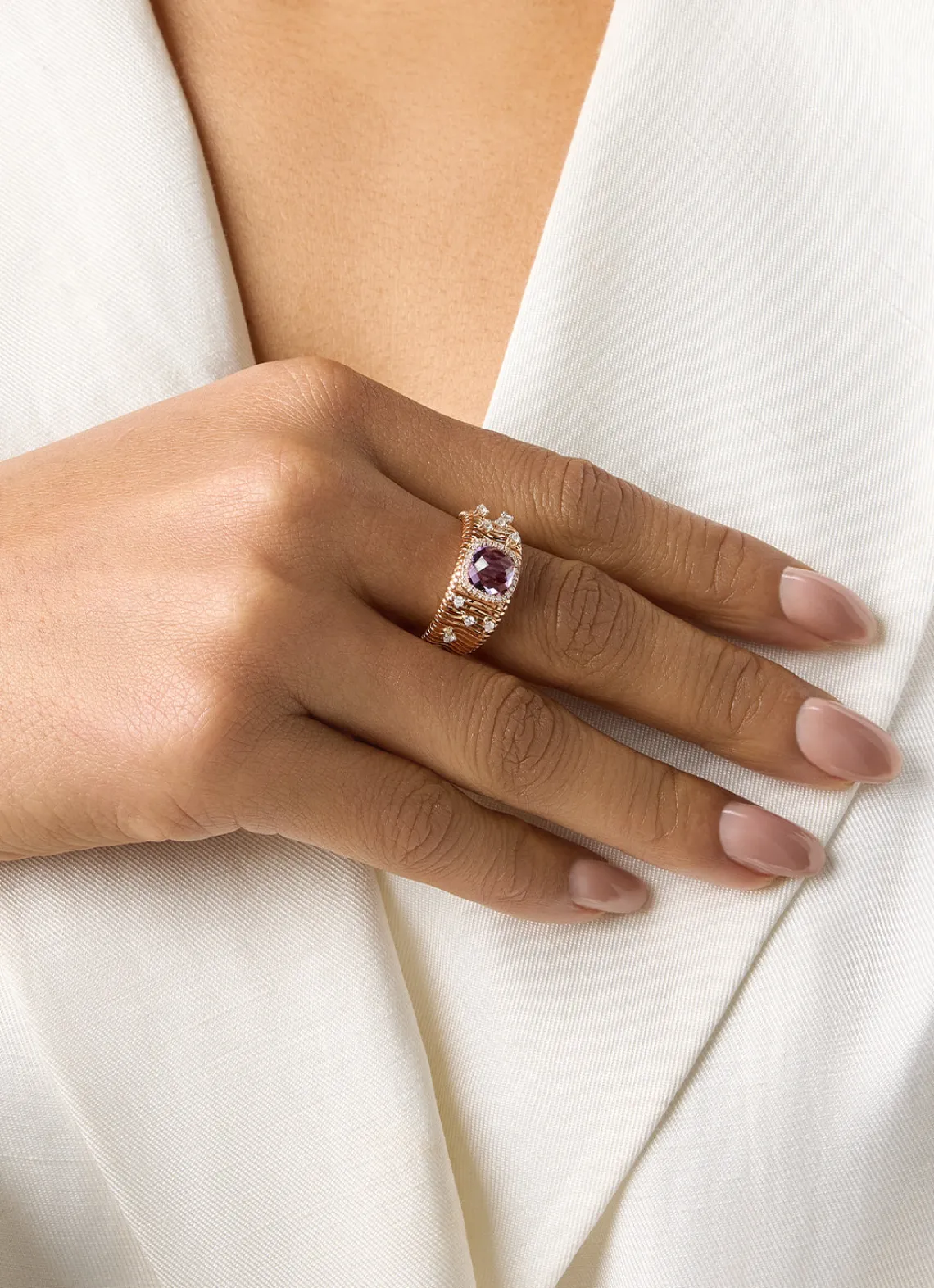 Roségouden ring, 1.56 ct paarse amethist, Gallery