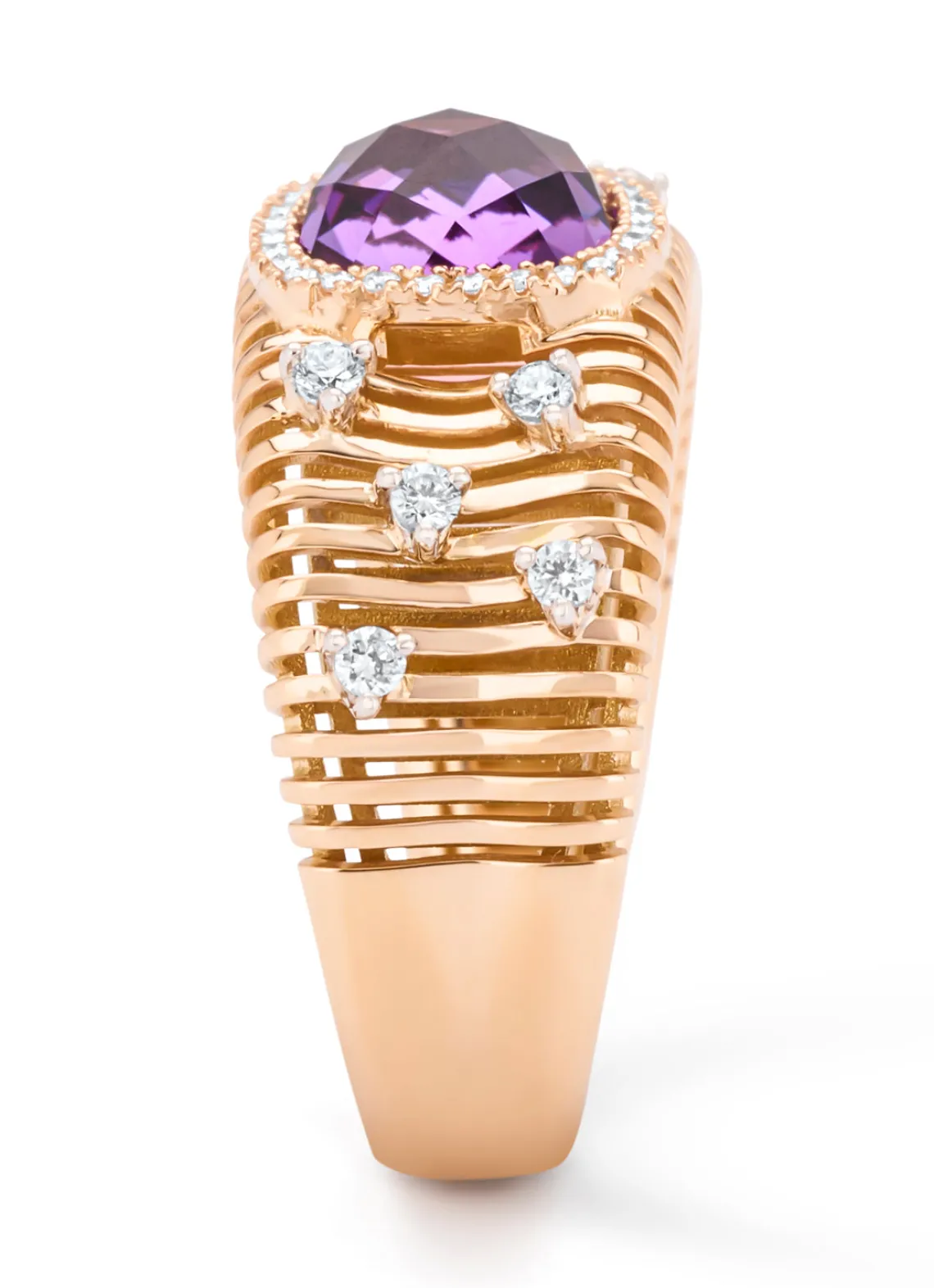 Roségouden ring, 1.56 ct paarse amethist, Gallery