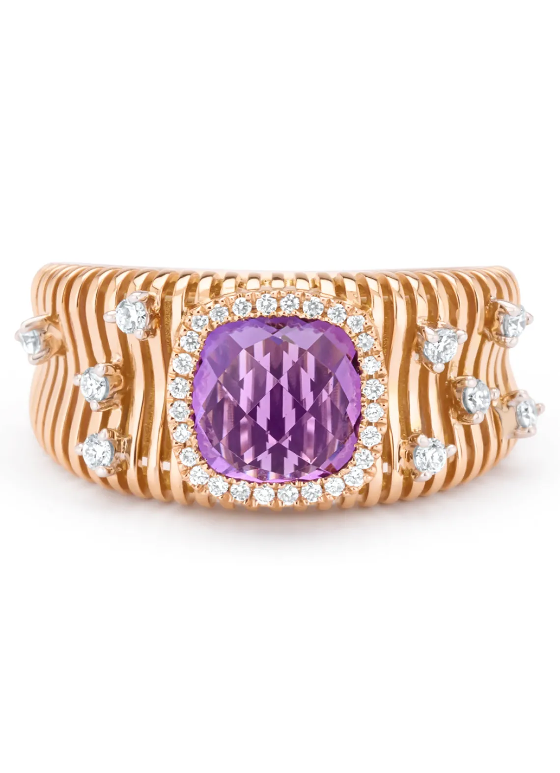 Roségouden ring, 1.56 ct paarse amethist, Gallery