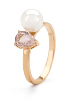 Roségouden ring, 0.72 ct rozenkwarts, Rivièra