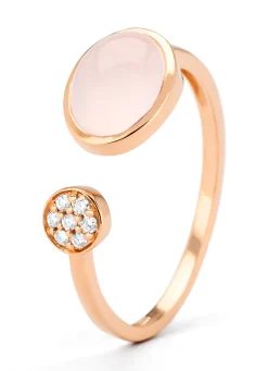 Roségouden ring, 1.30 ct rozenkwarts, Little Drops