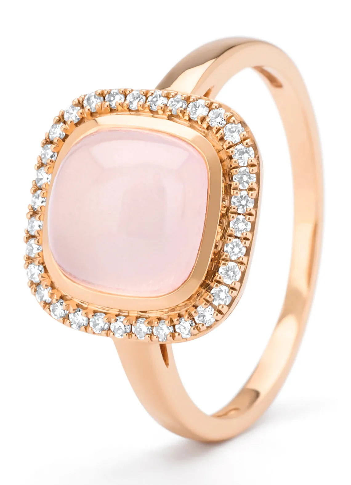Roségouden ring, 2.36 ct rozenkwarts, Little Drops