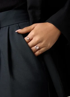 Roségouden ring, 0.91 ct rozenkwarts, Little Drops