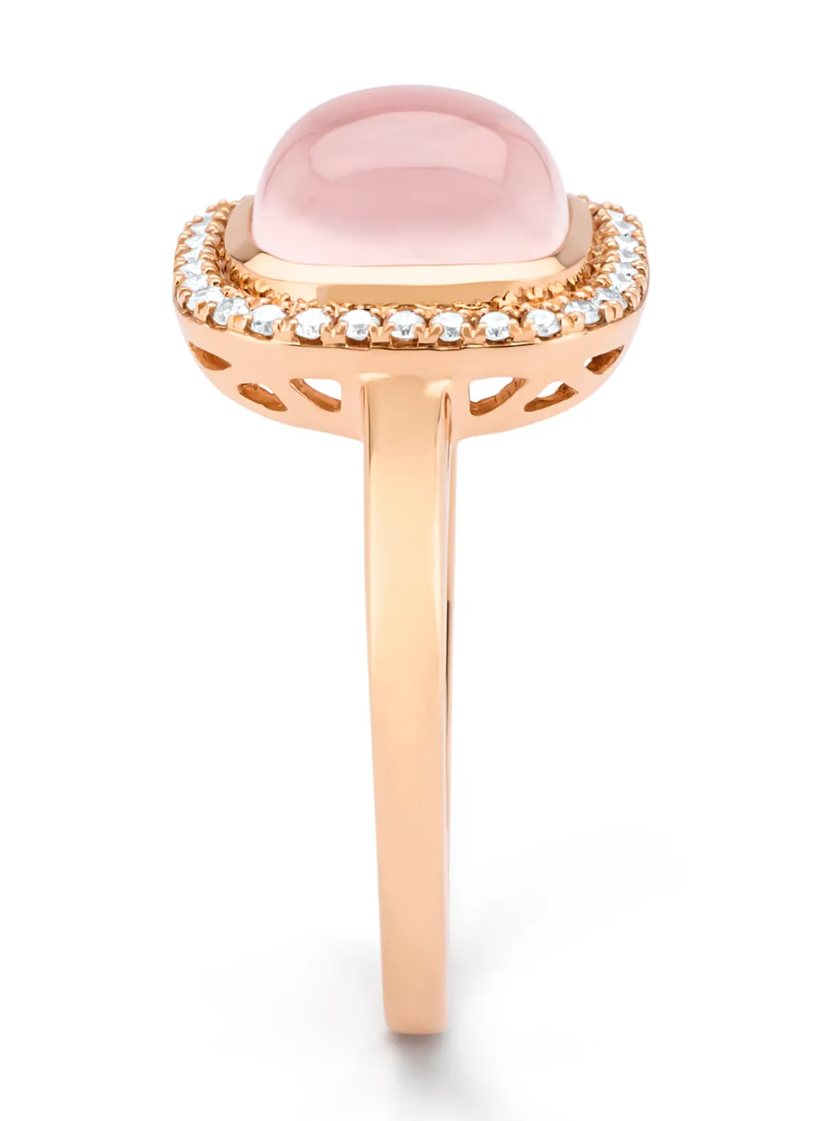 Roségouden ring, 2.36 ct rozenkwarts, Little Drops