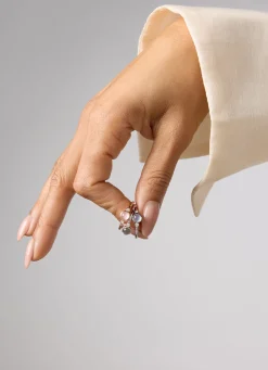 Roségouden ring, 0.54 ct rozenkwarts, Little Drops