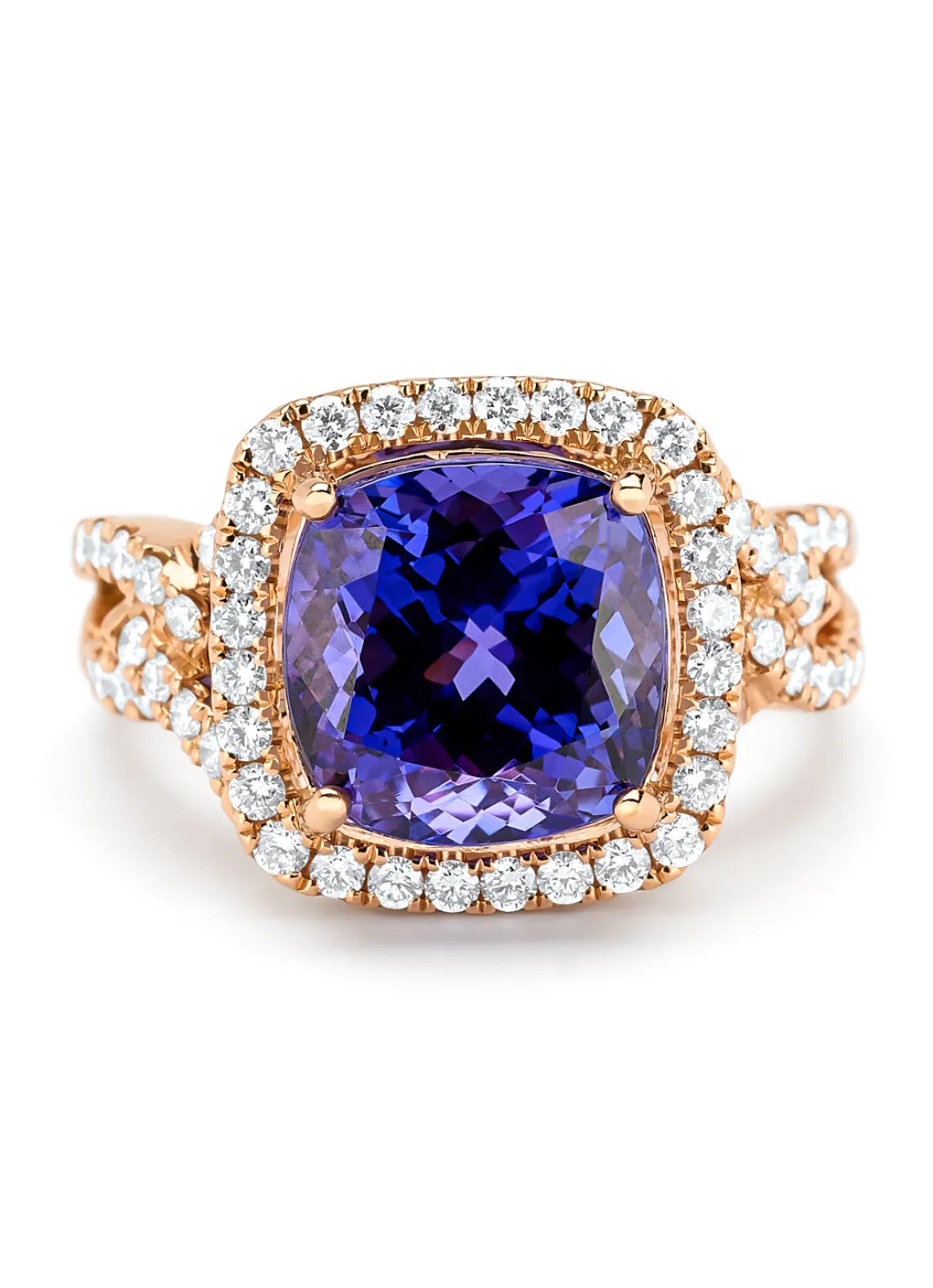 Roségouden ring, 5.08 ct tanzaniet, Gallery