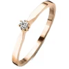 Roségouden solitairring, 0.02 ct diamant, Groeibriljant