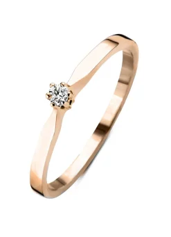 Roségouden solitairring, 0.02 ct diamant, Groeibriljant
