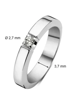 Witgouden alliance ring, 0.07 ct diamant, Groeibriljant