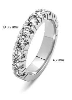 Witgouden alliance ring, 1.43 ct diamant, Groeibriljant