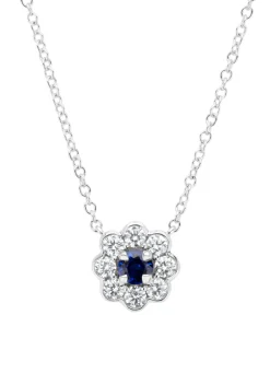 Witgouden collier, 0.32 ct blauwe saffier, Majestic