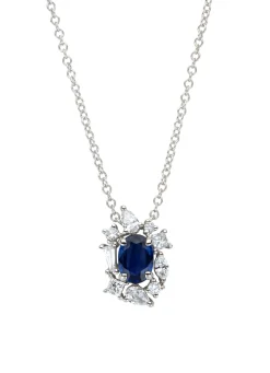 Witgouden collier, 0.84 ct blauwe saffier, Majestic