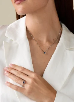 Witgouden hanger, 0.47 ct blauwe saffier, Empress