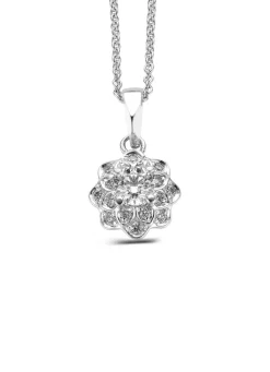 Witgouden hanger, 0.43 ct diamant, Hearts & Arrows