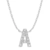 Witgouden hanger A, 0.05 ct diamant, Alphabet