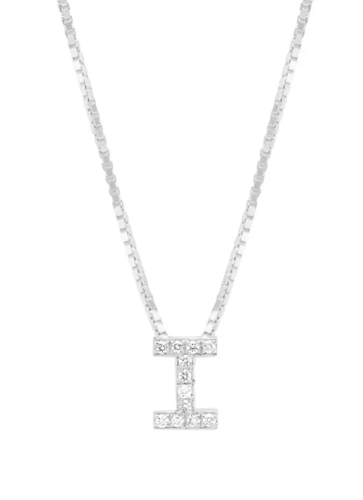Witgouden hanger I, 0.05 ct diamant, Alphabet