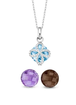 Witgouden hanger met collier, 5.35 ct topaas, Varié