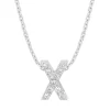 Witgouden hanger X, 0.05 ct diamant, Alphabet