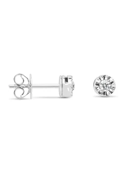 Witgouden oorsieraden, 0.10 ct diamant, Solitair