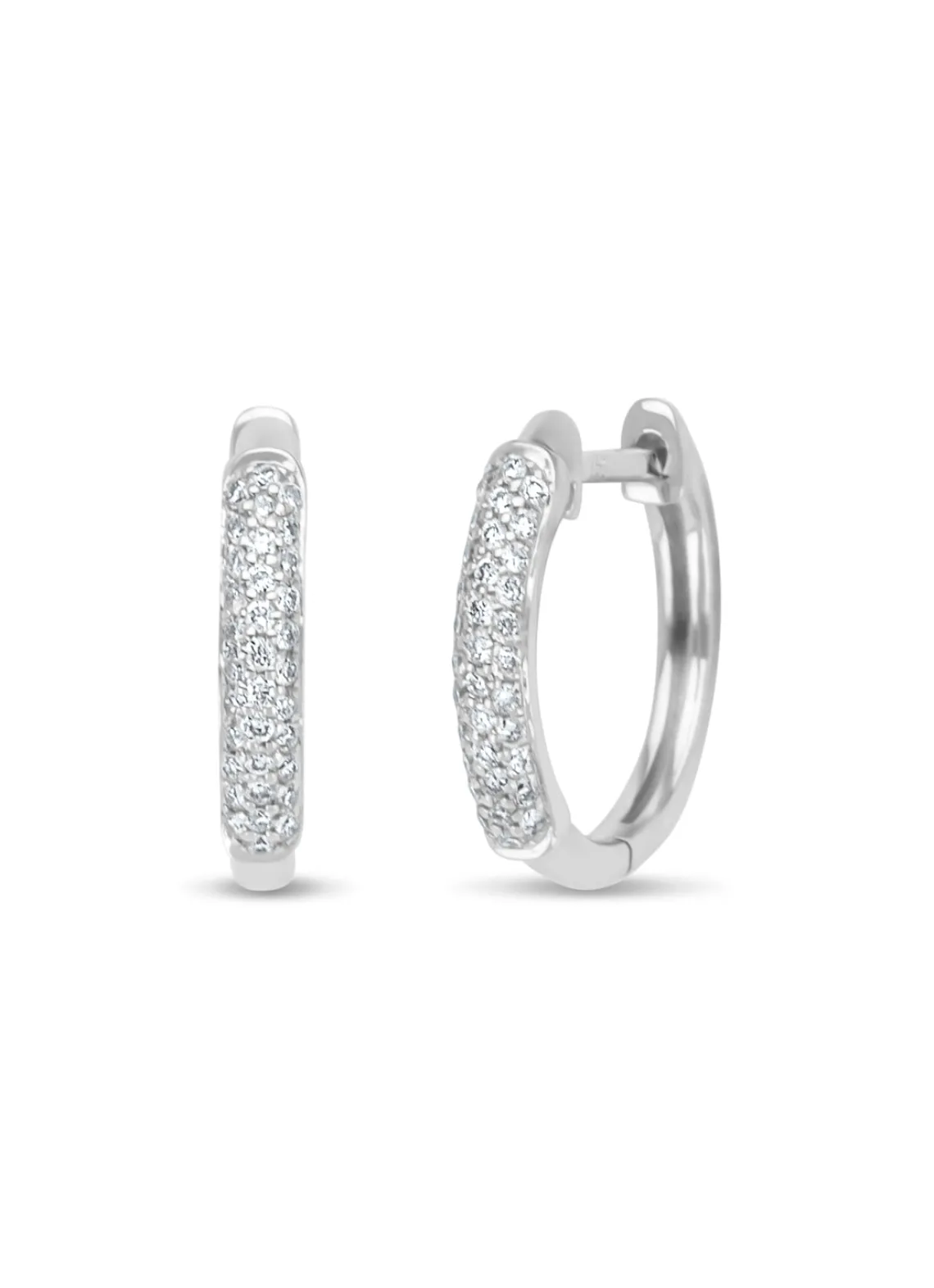 Witgouden oorsieraden, 0.17 ct diamant, Caviar