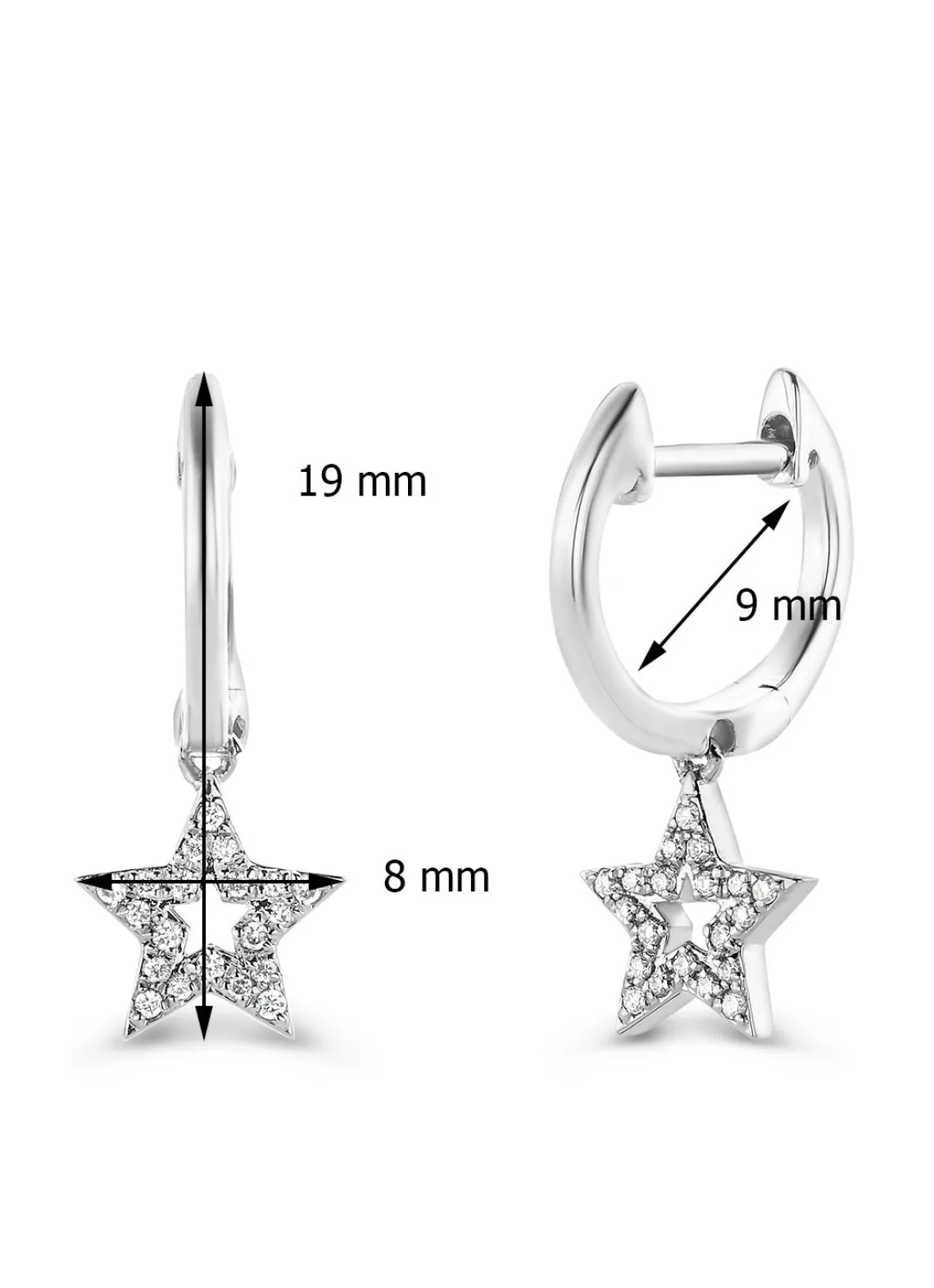 Witgouden oorsieraden, 0.09 ct diamant, Dreamer