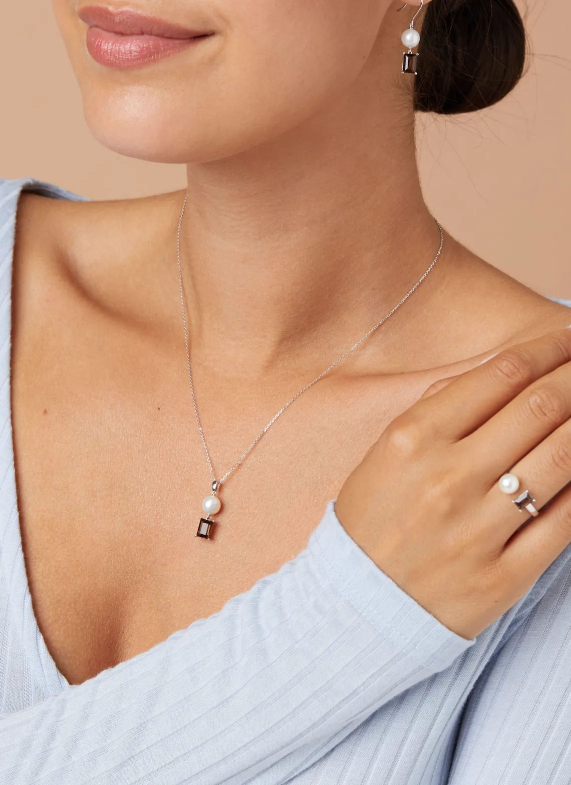 Witgouden oorsieraden, 2.07 ct rookkwarts, Rivièra