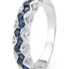 Witgouden ring, 0.79 ct blauwe saffier, Majestic