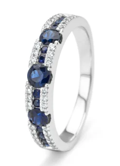 Witgouden ring, 0.69 ct blauwe saffier, Majestic