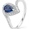 Witgouden ring, 0.86 ct blauwe saffier, Majestic