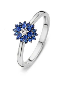 Witgouden ring, 0.29 ct blauwe saffier, Majestic