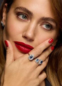 Witgouden ring, 0.86 ct blauwe saffier, Majestic