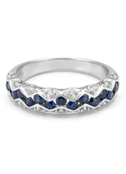 Witgouden ring, 0.79 ct blauwe saffier, Majestic