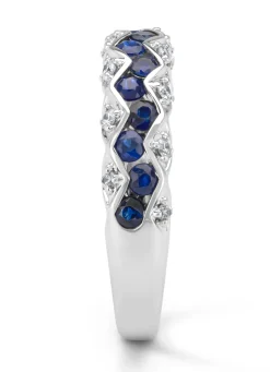 Witgouden ring, 0.79 ct blauwe saffier, Majestic