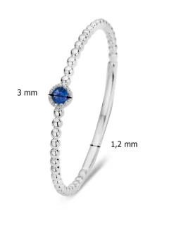 Witgouden ring, 0.05 ct blauwe saffier, Joy
