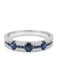 Witgouden ring, 0.69 ct blauwe saffier, Majestic