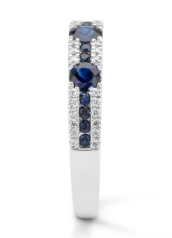 Witgouden ring, 0.69 ct blauwe saffier, Majestic