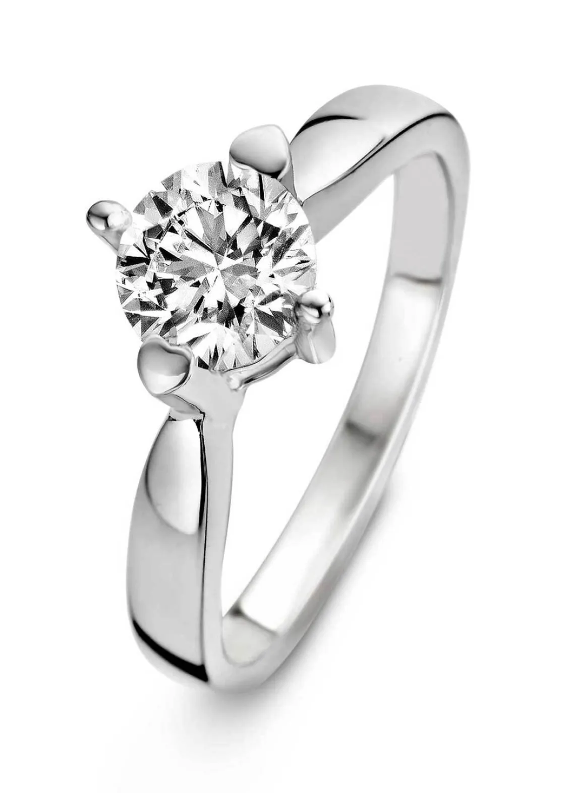 Witgouden ring, 0.40 ct diamant, Hearts & Arrows